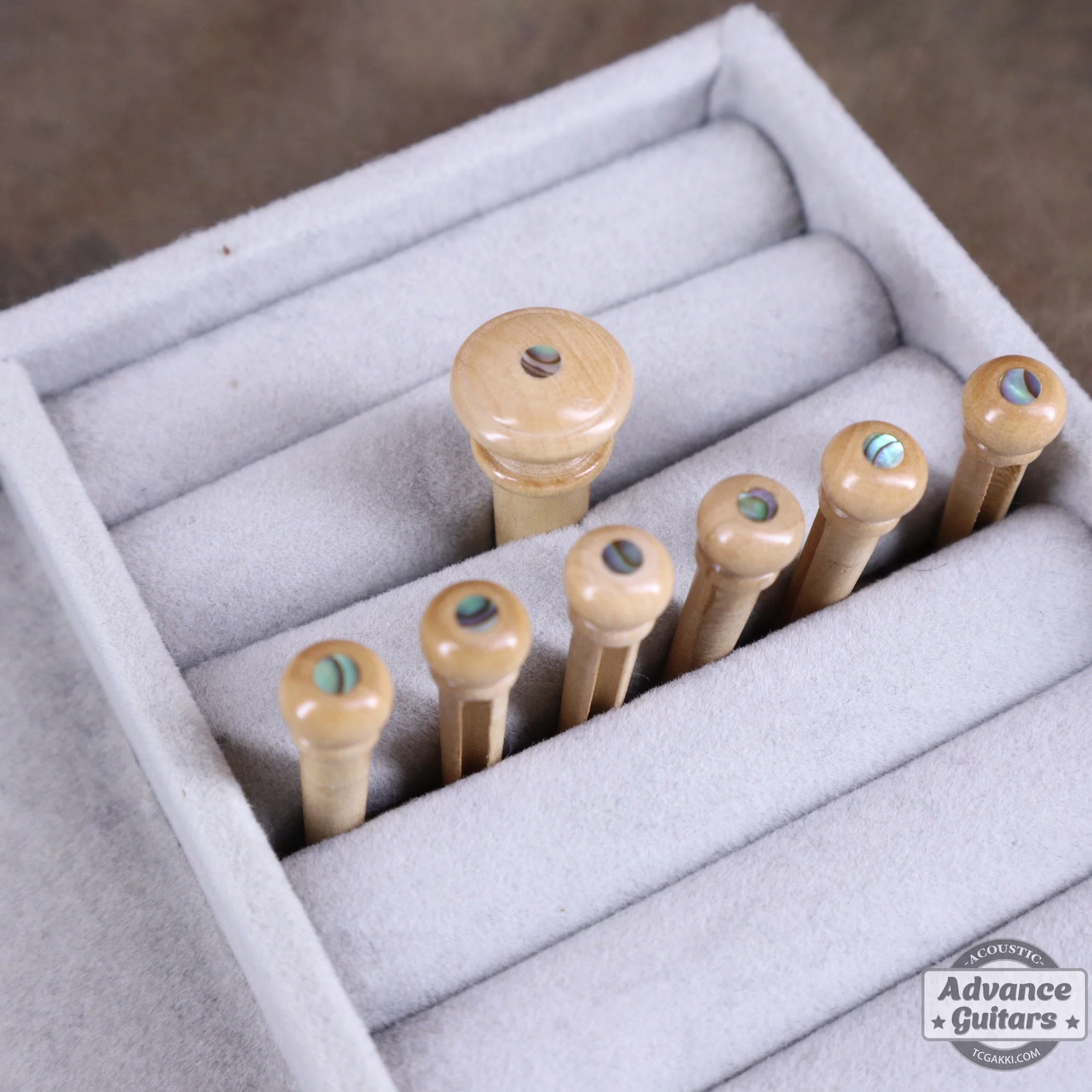 Preciso Wood Bridge Pin & End Pin Set(Boxwood & Abalone Dot) - Image 3