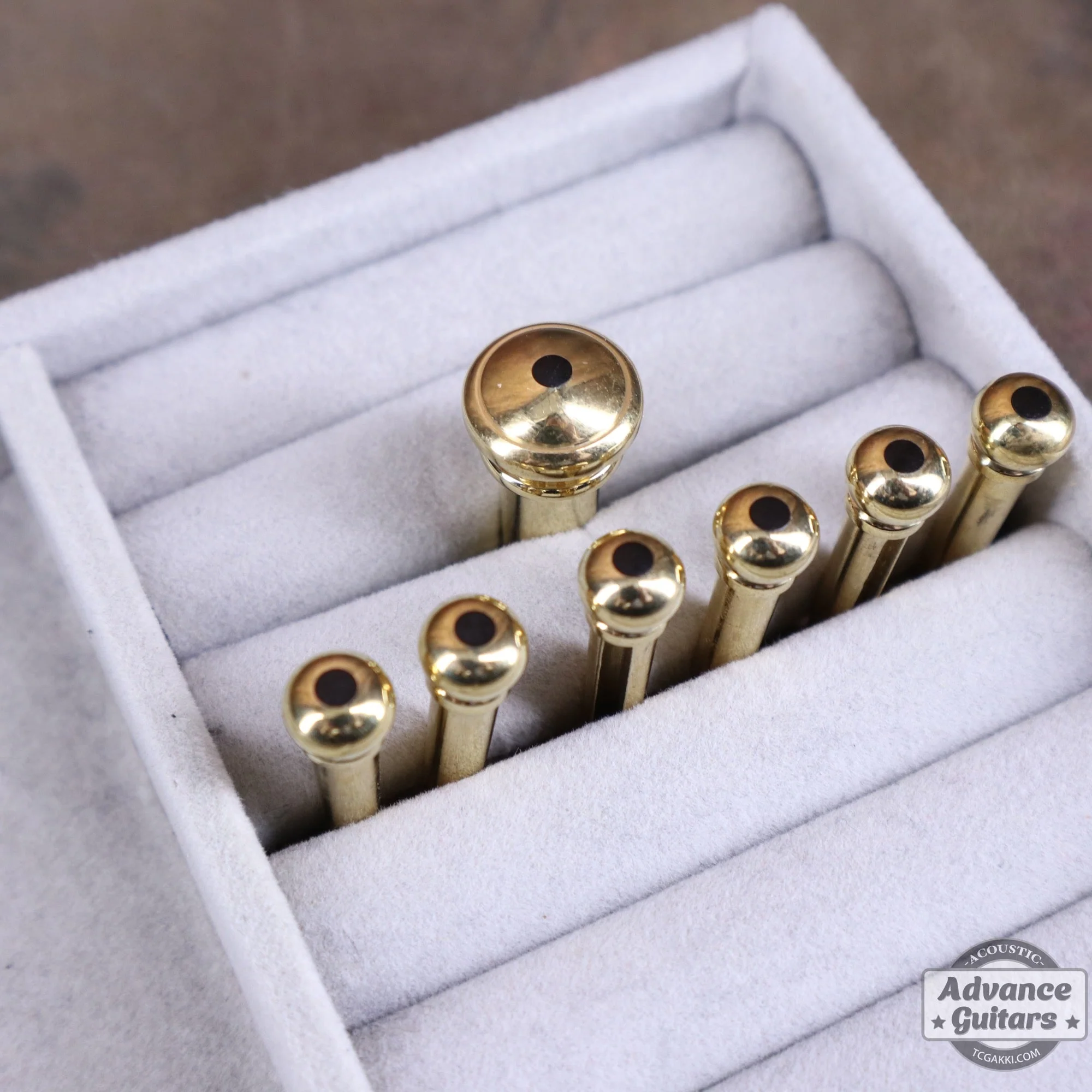 Preciso Bridge Pin & End Pin Set(Brass & Ebony Dot) - Image 3