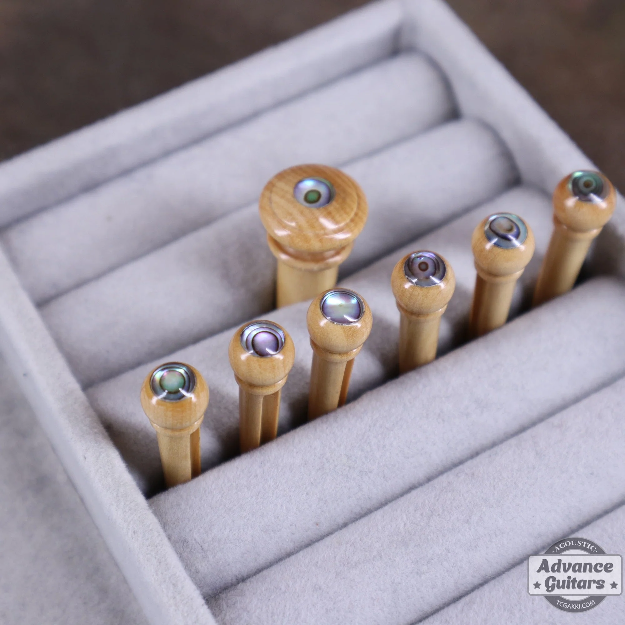 Preciso Domed Wood Bridge Pin & End Pin Set（Boxwood & Abalone Dot） - Image 3